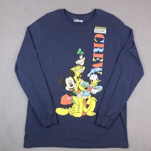 Disney T-Shirt Mens Size XL Blue Long Sleeve Cotton Original Crew